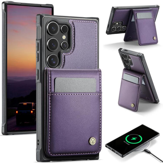 For Samsung Galaxy S24 Ultra 5G JEEHOOD J06 British Style RFID MagSafe Card Bag PU Phone Case(Purple) - Galaxy S24 Ultra 5G Cases by JEEHOOD | Online Shopping UK | buy2fix