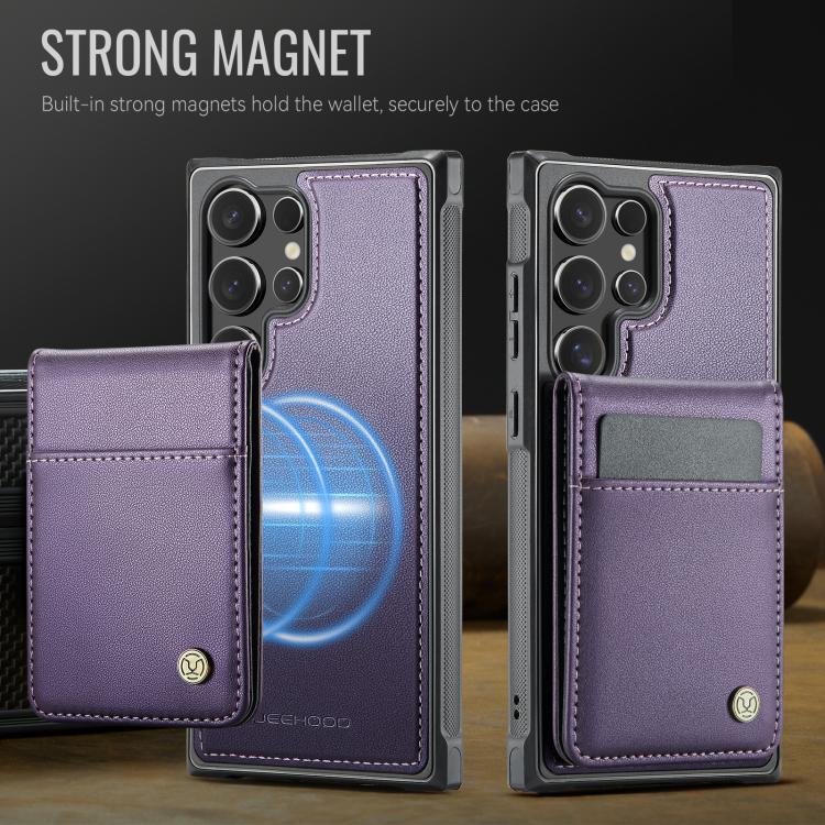 For Samsung Galaxy S24 Ultra 5G JEEHOOD J06 British Style RFID MagSafe Card Bag PU Phone Case(Purple) - Galaxy S24 Ultra 5G Cases by JEEHOOD | Online Shopping UK | buy2fix
