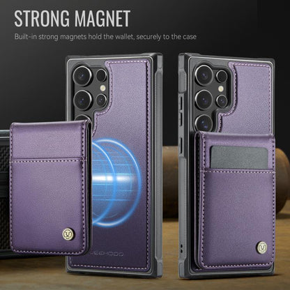 For Samsung Galaxy S24 Ultra 5G JEEHOOD J06 British Style RFID MagSafe Card Bag PU Phone Case(Purple) - Galaxy S24 Ultra 5G Cases by JEEHOOD | Online Shopping UK | buy2fix