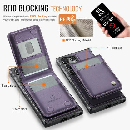 For Samsung Galaxy S24 Ultra 5G JEEHOOD J06 British Style RFID MagSafe Card Bag PU Phone Case(Purple) - Galaxy S24 Ultra 5G Cases by JEEHOOD | Online Shopping UK | buy2fix