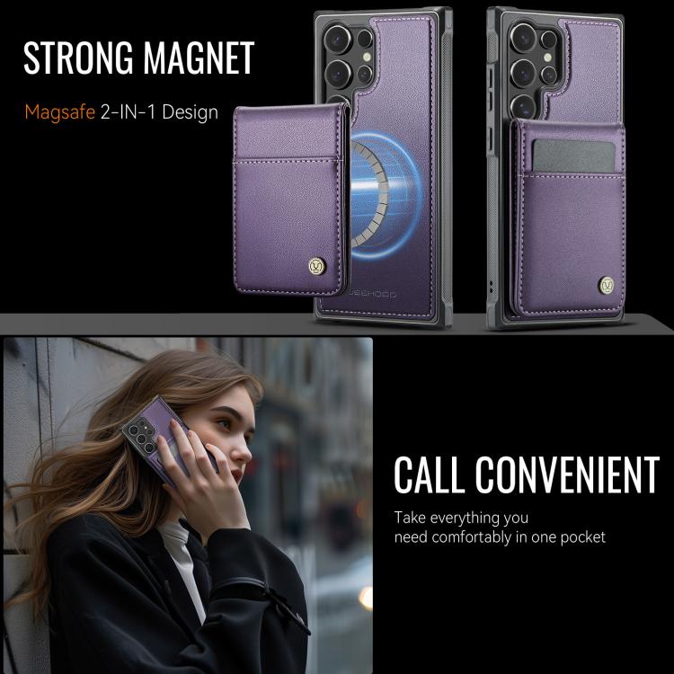 For Samsung Galaxy S24 Ultra 5G JEEHOOD J06 British Style RFID MagSafe Card Bag PU Phone Case(Purple) - Galaxy S24 Ultra 5G Cases by JEEHOOD | Online Shopping UK | buy2fix