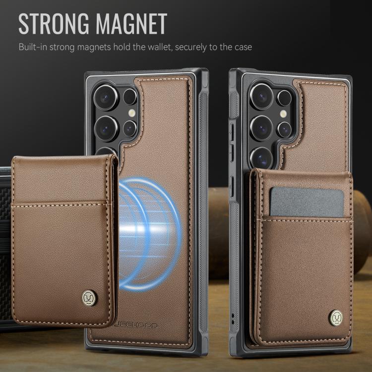 For Samsung Galaxy S24 Ultra 5G JEEHOOD J06 British Style RFID MagSafe Card Bag PU Phone Case(Brown) - Galaxy S24 Ultra 5G Cases by JEEHOOD | Online Shopping UK | buy2fix