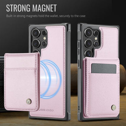 For Samsung Galaxy S24 Ultra 5G JEEHOOD J06 British Style RFID MagSafe Card Bag PU Phone Case(Pink) - Galaxy S24 Ultra 5G Cases by JEEHOOD | Online Shopping UK | buy2fix