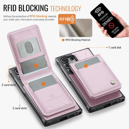 For Samsung Galaxy S24 Ultra 5G JEEHOOD J06 British Style RFID MagSafe Card Bag PU Phone Case(Pink) - Galaxy S24 Ultra 5G Cases by JEEHOOD | Online Shopping UK | buy2fix