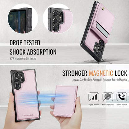 For Samsung Galaxy S24 Ultra 5G JEEHOOD J06 British Style RFID MagSafe Card Bag PU Phone Case(Pink) - Galaxy S24 Ultra 5G Cases by JEEHOOD | Online Shopping UK | buy2fix