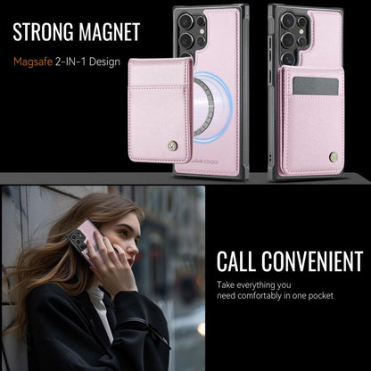 For Samsung Galaxy S24 Ultra 5G JEEHOOD J06 British Style RFID MagSafe Card Bag PU Phone Case(Pink) - Galaxy S24 Ultra 5G Cases by JEEHOOD | Online Shopping UK | buy2fix