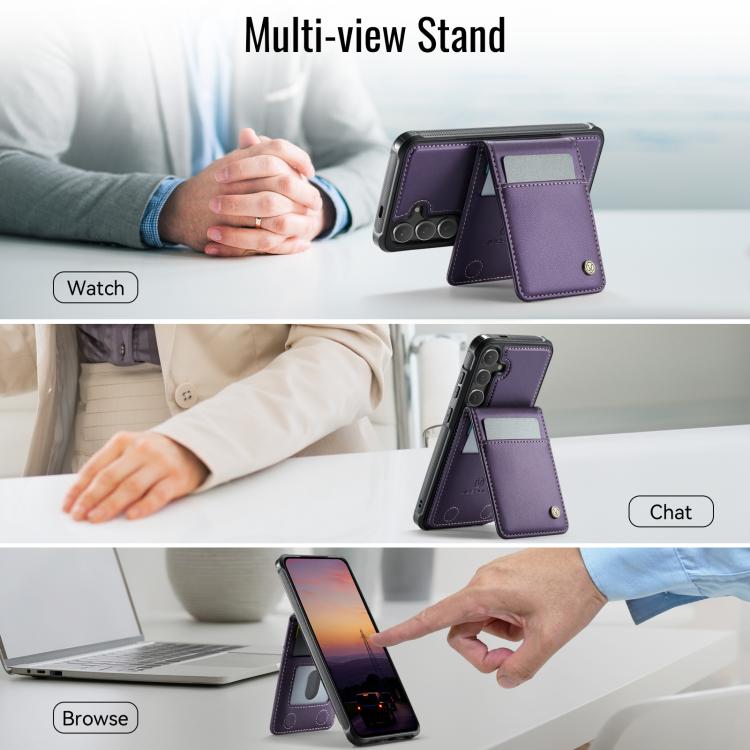 For Samsung Galaxy S24+ 5G JEEHOOD J06 British Style RFID MagSafe Card Bag PU Phone Case(Purple) - Galaxy S24+ 5G Cases by JEEHOOD | Online Shopping UK | buy2fix