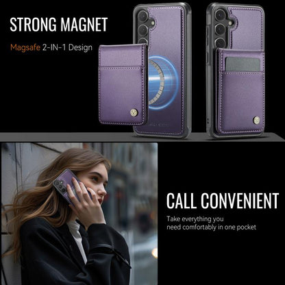 For Samsung Galaxy S24+ 5G JEEHOOD J06 British Style RFID MagSafe Card Bag PU Phone Case(Purple) - Galaxy S24+ 5G Cases by JEEHOOD | Online Shopping UK | buy2fix
