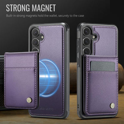 For Samsung Galaxy S24 5G JEEHOOD J06 British Style RFID MagSafe Card Bag PU Phone Case(Purple) - Galaxy S24 5G Cases by JEEHOOD | Online Shopping UK | buy2fix
