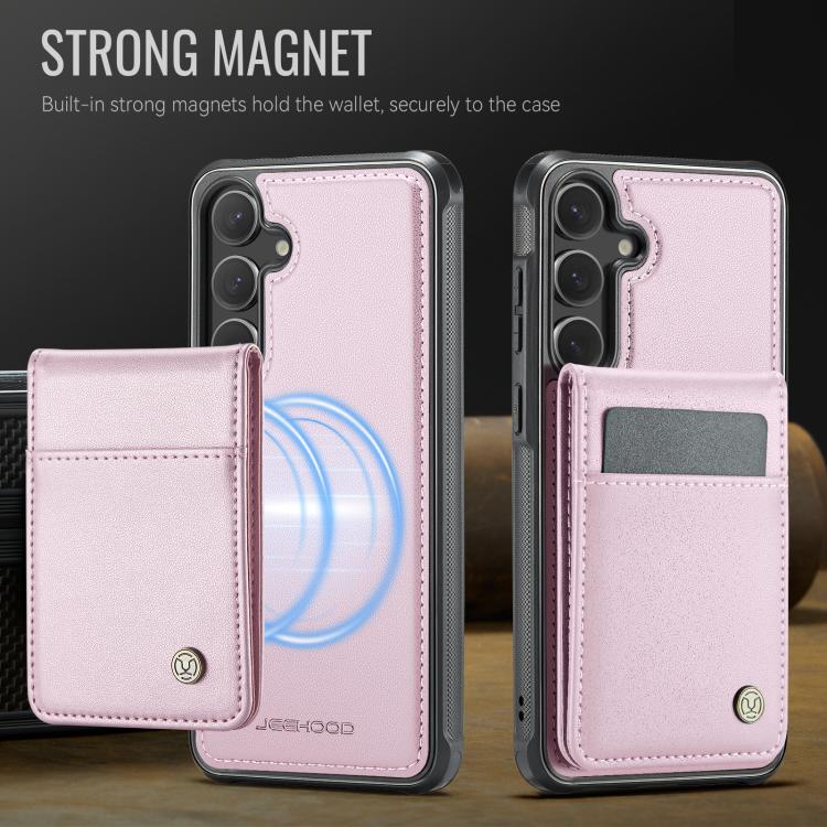 For Samsung Galaxy S24 5G JEEHOOD J06 British Style RFID MagSafe Card Bag PU Phone Case(Pink) - Galaxy S24 5G Cases by JEEHOOD | Online Shopping UK | buy2fix