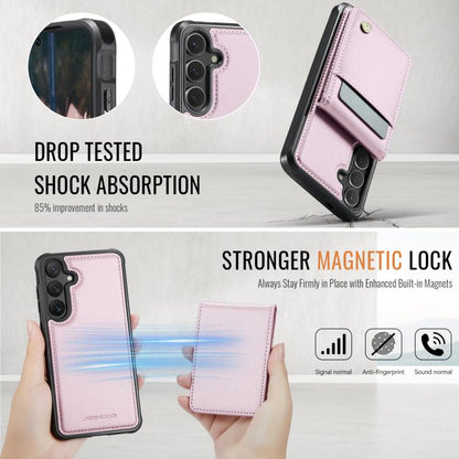 For Samsung Galaxy S24 5G JEEHOOD J06 British Style RFID MagSafe Card Bag PU Phone Case(Pink) - Galaxy S24 5G Cases by JEEHOOD | Online Shopping UK | buy2fix