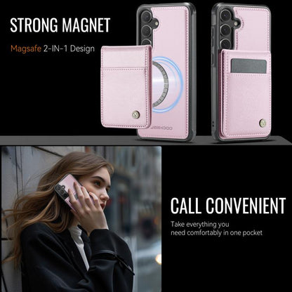 For Samsung Galaxy S24 5G JEEHOOD J06 British Style RFID MagSafe Card Bag PU Phone Case(Pink) - Galaxy S24 5G Cases by JEEHOOD | Online Shopping UK | buy2fix