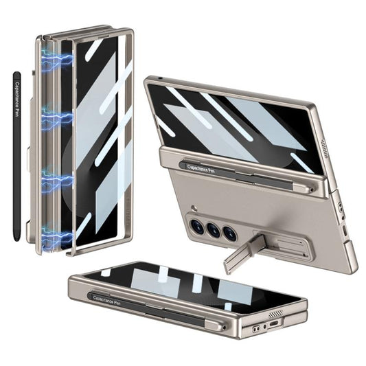 For Samsung Galaxy Z Fold6 Slim GKK Integrated Full Coverage Magnetic Fold Phone Case with Pen Slot / Pen(Titanium Gray) - Galaxy Phone Cases by GKK | Online Shopping UK | buy2fix