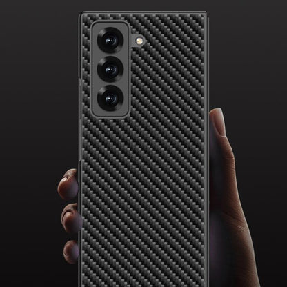 For Samsung Galaxy Z Fold6 Slim GKK Integrated Metal Paint Skin Feel Leather Full Coverage Phone Case(Carbon Fibre) - Galaxy Phone Cases by GKK | Online Shopping UK | buy2fix
