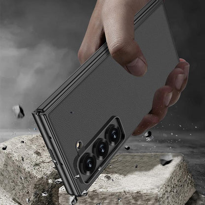 For Samsung Galaxy Z Fold6 Slim GKK Integrated Metal Paint Skin Feel Leather Full Coverage Phone Case(Black) - Galaxy Phone Cases by GKK | Online Shopping UK | buy2fix