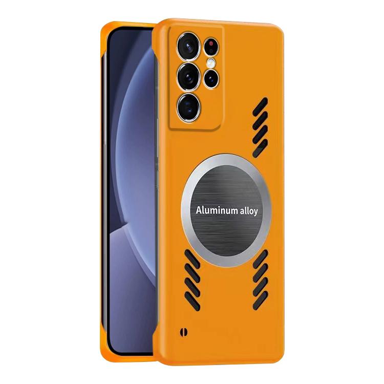 For Samsung Galaxy S25 Ultra 5G All-inclusive Lens Frameless Graphene Cooling Phone Case(Orange) - Galaxy S25 Ultra 5G Cases by buy2fix | Online Shopping UK | buy2fix
