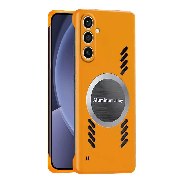 For Samsung Galaxy S25 5G All-inclusive Lens Frameless Graphene Cooling Phone Case(Orange) - Galaxy S25 5G Cases by buy2fix | Online Shopping UK | buy2fix