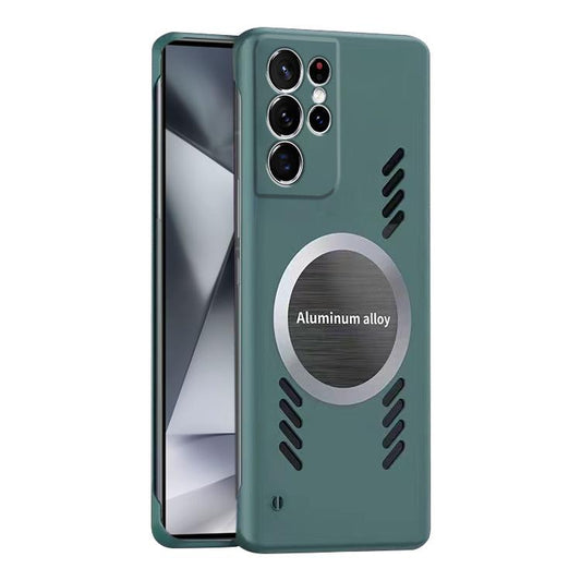 For Samsung Galaxy S24 Ultra 5G All-inclusive Lens Frameless Graphene Cooling Phone Case(Navy Blue) - Galaxy S24 Ultra 5G Cases by buy2fix | Online Shopping UK | buy2fix