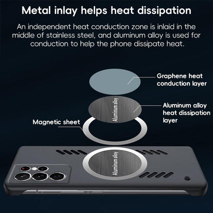 For Samsung Galaxy S24 Ultra 5G All-inclusive Lens Frameless Graphene Cooling Phone Case(Black) - Galaxy S24 Ultra 5G Cases by buy2fix | Online Shopping UK | buy2fix