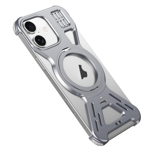 For iPhone 16 Armor 360 Holder Frameless Alloy MagSafe Phone Case(Space Gray) - iPhone 16 Cases by buy2fix | Online Shopping UK | buy2fix