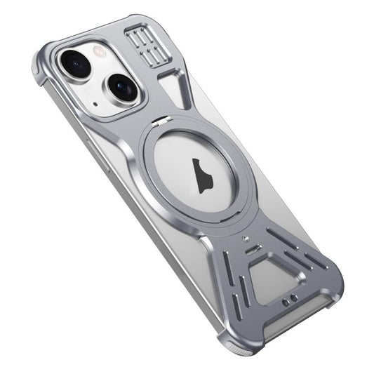 For iPhone 15 Armor 360 Holder Frameless Alloy MagSafe Phone Case(Space Gray) - iPhone 15 Cases by buy2fix | Online Shopping UK | buy2fix