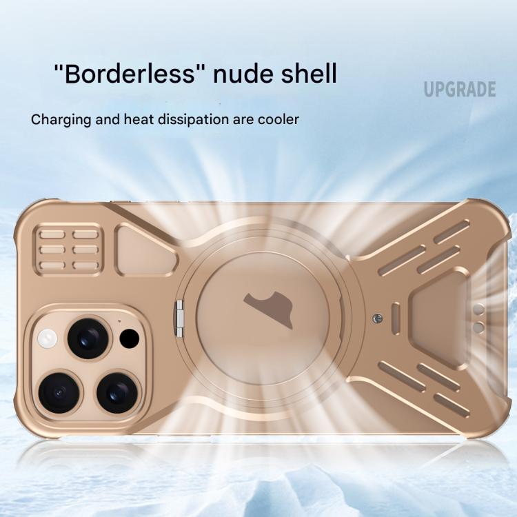 For iPhone 15 Pro Max Armor 360 Holder Frameless Alloy MagSafe Phone Case(Black) - iPhone 15 Pro Max Cases by buy2fix | Online Shopping UK | buy2fix