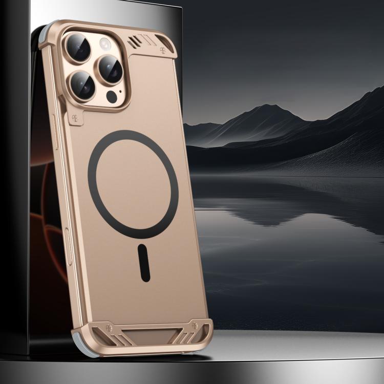 For iPhone 14 Pro Max R-JUST RJ63 Frameless Aroma Mecha MagSafe Phone Case(Desert Gold) - iPhone 14 Pro Max Cases by R-JUST | Online Shopping UK | buy2fix