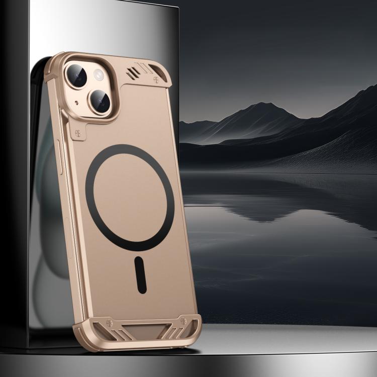 For iPhone 13 R-JUST RJ63 Frameless Aroma Mecha MagSafe Phone Case(Desert Gold) - iPhone 13 Cases by R-JUST | Online Shopping UK | buy2fix