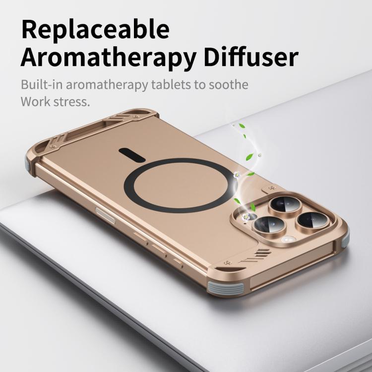For iPhone 13 Pro R-JUST RJ63 Frameless Aroma Mecha MagSafe Phone Case(Silver) - iPhone 13 Pro Cases by R-JUST | Online Shopping UK | buy2fix
