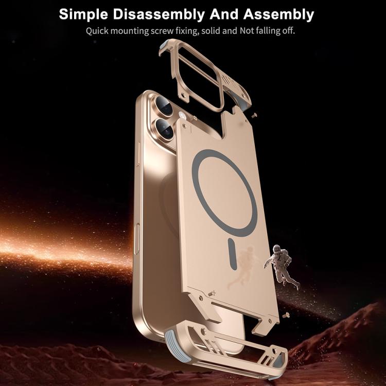 For iPhone 13 R-JUST RJ63 Frameless Aroma Mecha MagSafe Phone Case(Desert Gold) - iPhone 13 Cases by R-JUST | Online Shopping UK | buy2fix