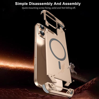 For iPhone 13 R-JUST RJ63 Frameless Aroma Mecha MagSafe Phone Case(Desert Gold) - iPhone 13 Cases by R-JUST | Online Shopping UK | buy2fix