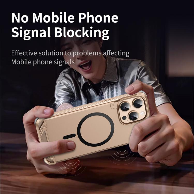 For iPhone 13 Pro R-JUST RJ63 Frameless Aroma Mecha MagSafe Phone Case(Silver) - iPhone 13 Pro Cases by R-JUST | Online Shopping UK | buy2fix