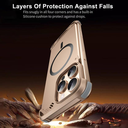 For iPhone 13 R-JUST RJ63 Frameless Aroma Mecha MagSafe Phone Case(Desert Gold) - iPhone 13 Cases by R-JUST | Online Shopping UK | buy2fix
