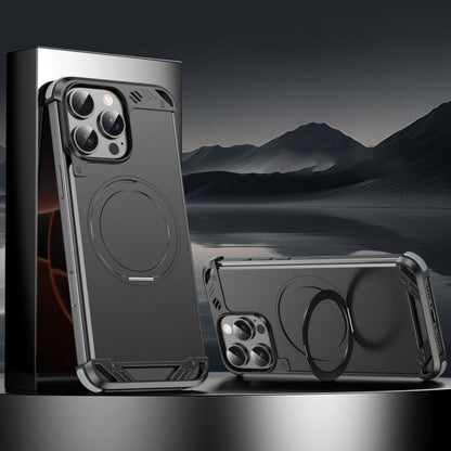 For iPhone 14 Pro Max R-JUST RJ63-1 Frameless Aroma Mecha MagSafe Holder Phone Case(Black) - iPhone 14 Pro Max Cases by R-JUST | Online Shopping UK | buy2fix