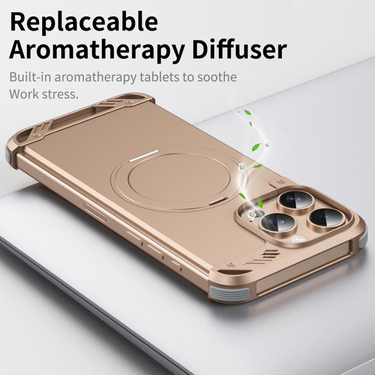 For iPhone 13 Pro R-JUST RJ63-1 Frameless Aroma Mecha MagSafe Holder Phone Case(Titanium) - iPhone 13 Pro Cases by R-JUST | Online Shopping UK | buy2fix