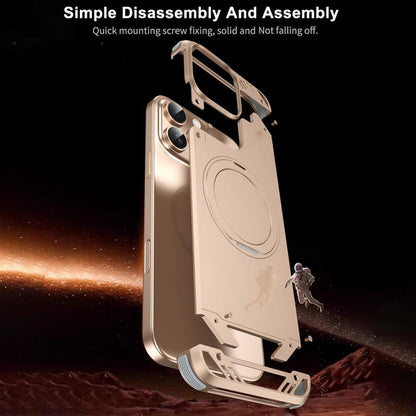 For iPhone 13 Pro R-JUST RJ63-1 Frameless Aroma Mecha MagSafe Holder Phone Case(Titanium) - iPhone 13 Pro Cases by R-JUST | Online Shopping UK | buy2fix