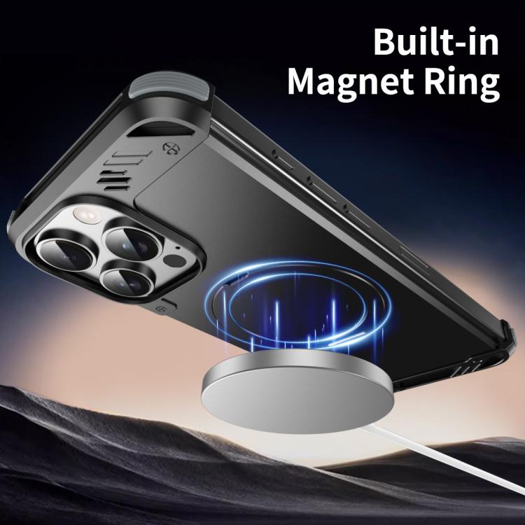 For iPhone 13 Pro R-JUST RJ63-1 Frameless Aroma Mecha MagSafe Holder Phone Case(Titanium) - iPhone 13 Pro Cases by R-JUST | Online Shopping UK | buy2fix