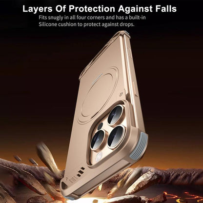 For iPhone 13 R-JUST RJ63-1 Frameless Aroma Mecha MagSafe Holder Phone Case(Silver) - iPhone 13 Cases by R-JUST | Online Shopping UK | buy2fix