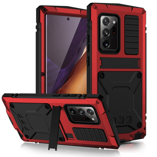 For Samsung Galaxy Note 20 Ultra R-JUST Shockproof Waterproof Dust-proof Metal + Silicone Protective Case with Holder(Red)