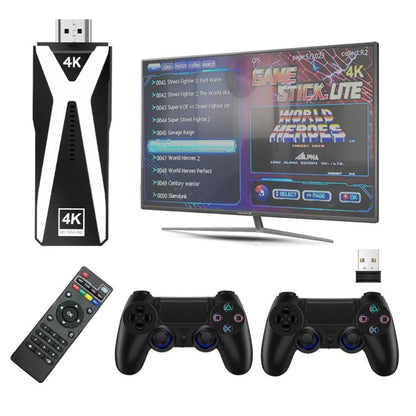 M10 4K Ultra HD Game TV Stick with Dual Gamepads 2.4G Receiver, Style:128GB + Remote Control(Black) - Pocket Console by buy2fix | Online Shopping UK | buy2fix