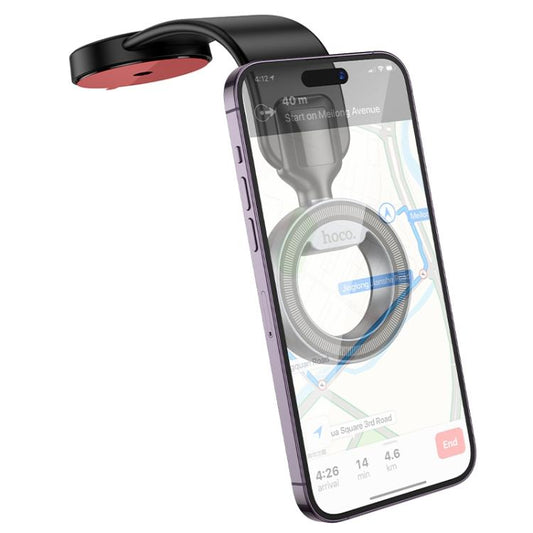 hoco H71 Totem Car Center Console Ring Magnetic Phone Holder(Black Grey) - Universal Car Holders by hoco | Online Shopping UK | buy2fix