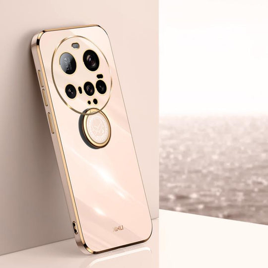 For Xiaomi 15 Ultra XINLI Straight Edge 6D Electroplate TPU Phone Case with Ring Holder(Pink)