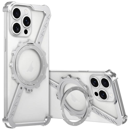 For iPhone 13 Pro Max Z-shaped Frameless Metal 360 Holder MagSafe Phone Case(Space Silver) - iPhone 13 Pro Max Cases by buy2fix | Online Shopping UK | buy2fix