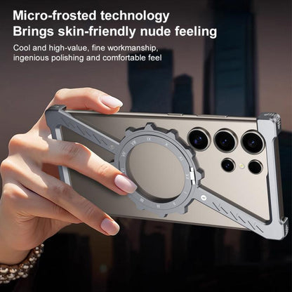 For Samsung Galaxy S24 Ultra 5G Z-shaped Frameless Metal 360 Holder MagSafe Phone Case(Space Silver) - Galaxy S24 Ultra 5G Cases by buy2fix | Online Shopping UK | buy2fix