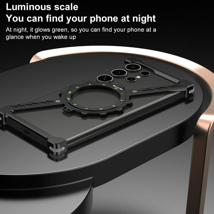 For Samsung Galaxy S25 Ultra 5G Z-shaped Frameless Metal 360 Holder MagSafe Phone Case(Black) - Galaxy S25 Ultra 5G Cases by buy2fix | Online Shopping UK | buy2fix