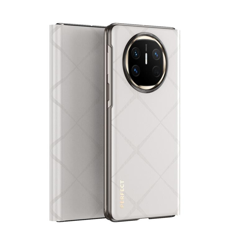 For Huawei Mate X6 Plain Leather Embossed MagSafe Magnetic Phone Leather Case(White) - Huawei Cases by buy2fix | Online Shopping UK | buy2fix