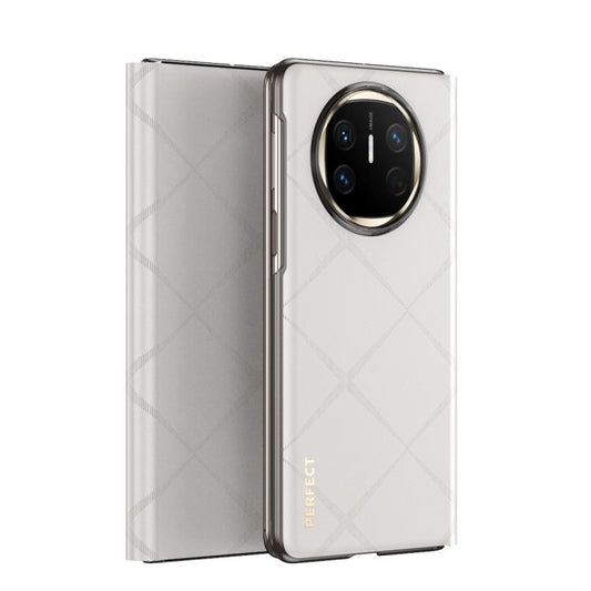 For Huawei Mate X6 Plain Leather Embossed MagSafe Magnetic Phone Leather Case(White) - Huawei Cases by buy2fix | Online Shopping UK | buy2fix