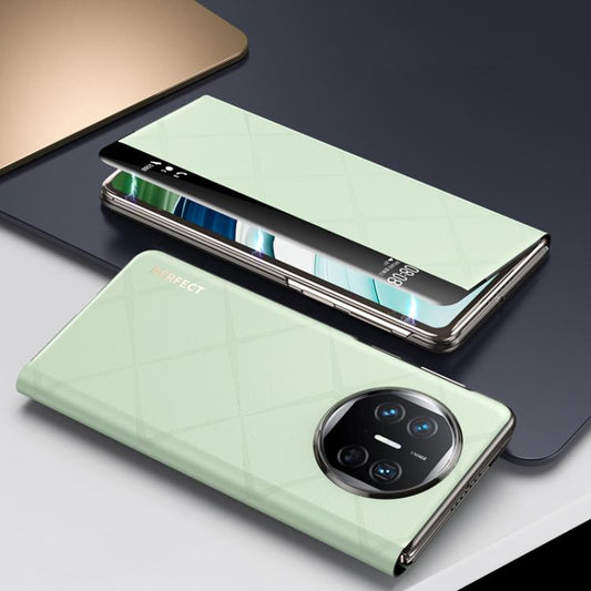 For Huawei Mate X5 Plain Leather Embossed MagSafe Magnetic Phone Leather Case(Green) - Huawei Cases by buy2fix | Online Shopping UK | buy2fix
