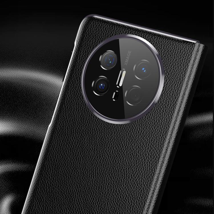 For Huawei Mate X6 Electroplating Litchi Pattern Grain Leather Smart Window MagSafe Phone Leather Case(Coffee) - Huawei Cases by buy2fix | Online Shopping UK | buy2fix
