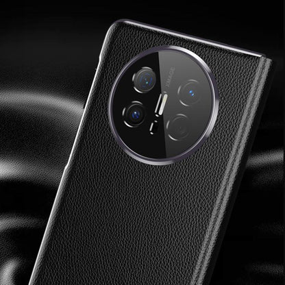 For Huawei Mate X6 Electroplating Litchi Pattern Grain Leather Smart Window MagSafe Phone Leather Case(Coffee) - Huawei Cases by buy2fix | Online Shopping UK | buy2fix
